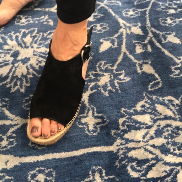 Suede black wedges with with Jute - Picture 2 of 3